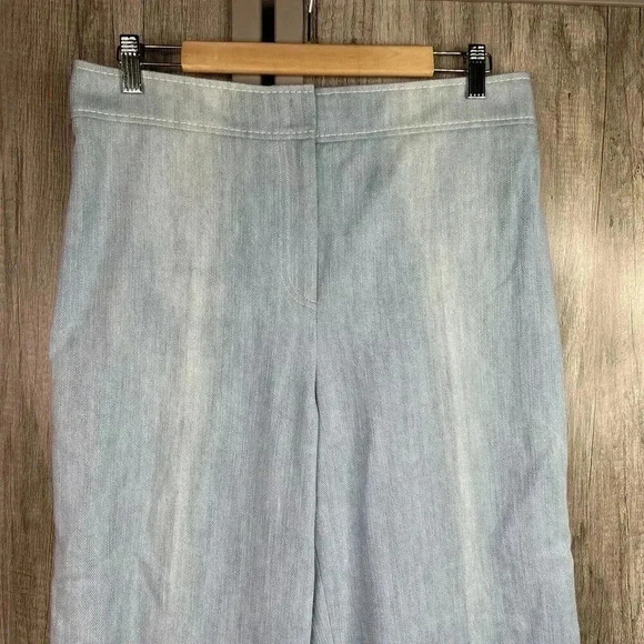 Akris Punto Denim Pants 10 Wide Leg High Rise Light Blue Color Preppy Minimalist - Picture 2 of 11